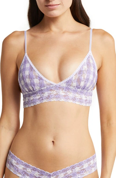 Hanky Panky Varsity Gingham Signature Lace Padded Triangle Bralette In Multicolor