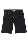 Mango Raw Hem Nonstretch Bermuda Shorts In Black Denim