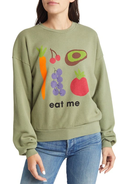 Mother The Drop Square Stargazer Cotton Graphic Sweatshirt In Eat Me
