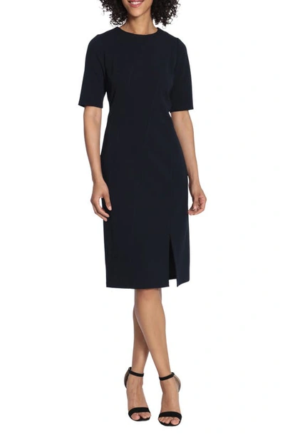 Maggy London Short Sleeve Sheath Dress In Twilight Navy