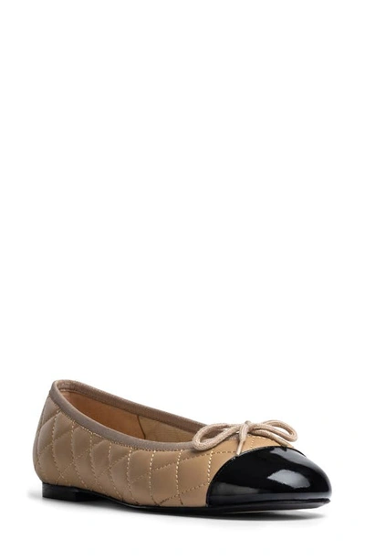 Jon Josef Belle Quilted Ballerina Flat In Black/ Tan Combo