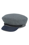 Brixton Fiddler Cap In Railroad Stripe/ Denim