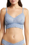 Hanky Panky Cross Dyed Leopard V-neck Retro Bralette In Blue