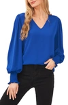 Cece V-neck Long Sleeve Blouse In Dp Royal Blue