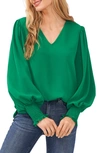 Cece V-neck Long Sleeve Blouse In Lush Green
