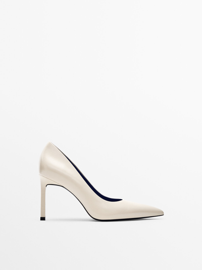 Massimo Dutti Leather High-heel Shoes - Studio In Cream
