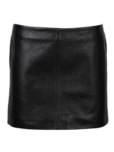 Sportmax `preston` Leather Skirt In Black