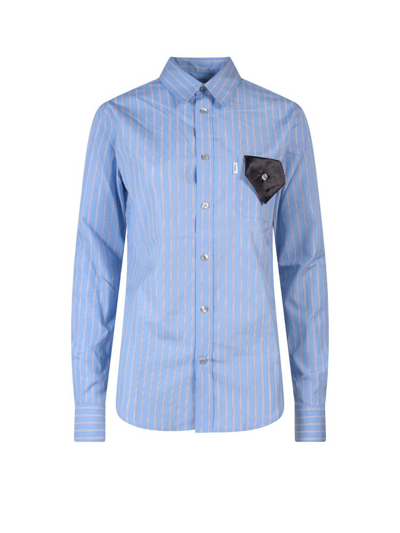Coperni Contrast-pocket Striped Shirt In Blue
