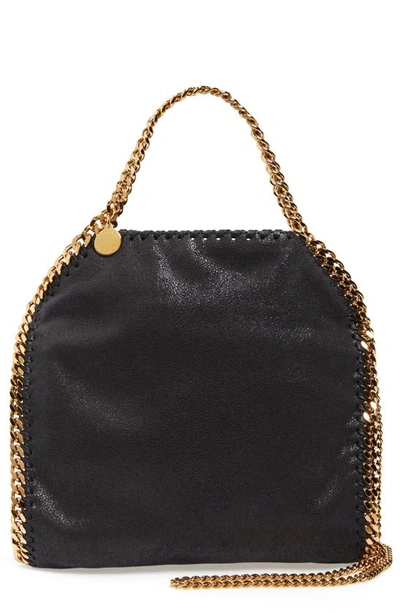 Stella Mccartney Mini Falabella Faux Leather Tote In Black W/ Gold