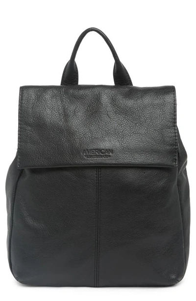 American Leather Co. Liberty Leather Flap Backpack In Black Vintage