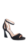Chinese Laundry Robby Flared Heel Sandal In Black Fine Suede