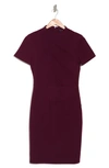 Maggy London Mock Neck Short Sleeve Sheath Dress In Aressting Burgundy