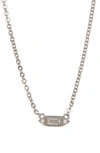 Sterling Forever Elongated Diamond Cz Pendant Necklace In Silver