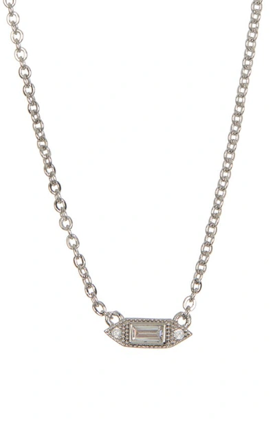 Sterling Forever Elongated Diamond Cz Pendant Necklace In Silver
