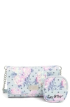 Luv Betsey By Betsey Johnson Heart Quilted Crossbody Bag In Grey With Floral Dot Print