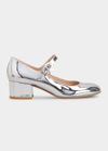Gianvito Rossi Mary Jane Leather Pumps In Silver
