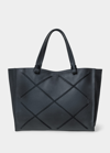 Callista Medium Braided Leather Tote Bag In Charcoal
