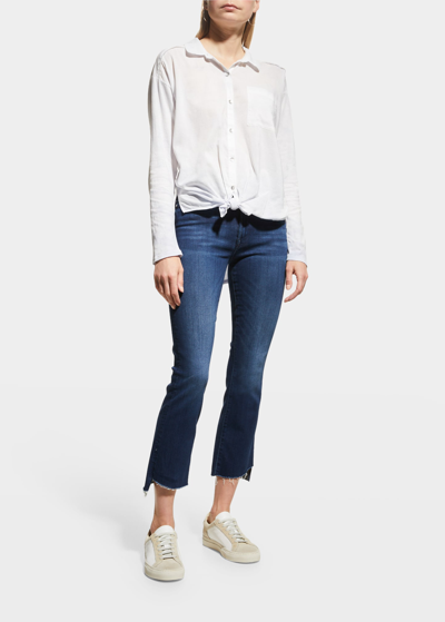 Mother The Insider High Rise Crop Step Fray Bootcut Jeans In Bad Reputation