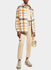 Monrow Plaid Snap-front Shacket In Black Nat Camel