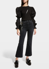 Veronica Beard Jeans Carson High-rise Ankle Flare Jeans In Washed Onyx