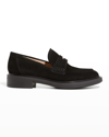 Gianvito Rossi Suede Flat Penny Loafers In Black