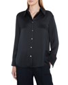 Vince Ruched-back Collared Silk Blouse In Black