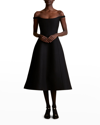 Khaite Uma Off-the-shoulder Wool-blend Midi Dress In Black