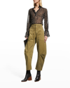 Nili Lotan Shon Mid-rise Cropped Pants In Uniform Green