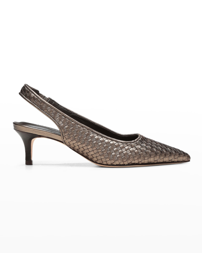 Donald J Pliner Olympia Woven Slingback Pumps In Pewter