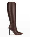 Veronica Beard Lisa Leather Stiletto Boots In Espresso Dark Bro