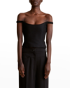 Khaite Audra Off-the-shoulder Wool-blend Top In Black