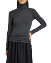 Majestic Stretch Jersey Turtleneck Top In Charcoal