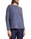 Majestic Drop-shoulder Crewneck French Terry T-shirt In Denim Chine
