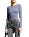 Majestic Long Sleeve Tee In Denim Chine