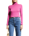 Majestic Cotton-cashmere Long Sleeve Turtleneck Top In Orchidee