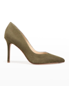 Veronica Beard Lisa Suede Stiletto Pumps In Olive Green Suede