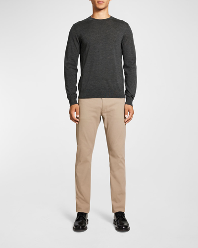Theory Men's Regal Wool Crewneck Sweater In Olive