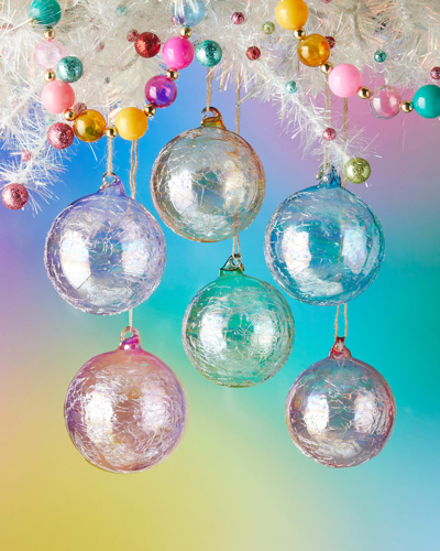 Glitterville 4" Ripple Iridescent Ball Ornaments, Set Of 6