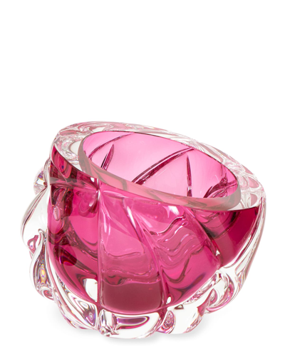 Feyz Studio Cut Hand-blown Glass Fuchsia Pink Vase - Medium