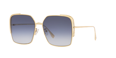 Fendi Womens Grey Fe40038u O'lock Square-frame Metal Sunglasses In Blue