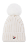 Moncler Logo-patch Ribbed-knit Beanie In White