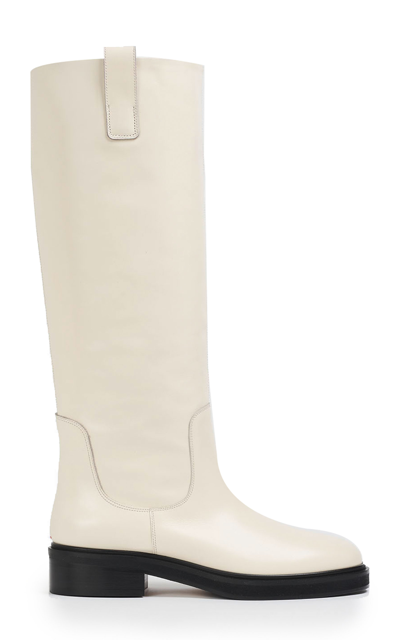 Aeyde Neutral Henry Leather Knee-high Boots In White