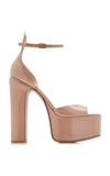 Valentino Tan-go Platform Sandals In Patent Leather In Neutral