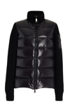 Moncler Down-panelled High-neck Wool Cardigan In Black