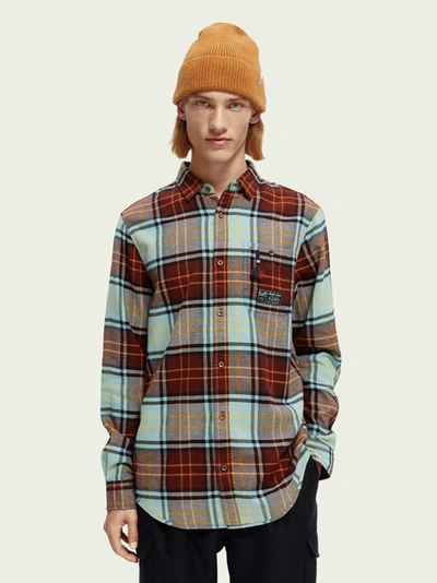 Scotch & Soda Regular Fit Checked Brushed Flannel Shirt In Multicolour