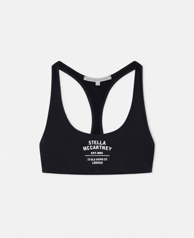 Stella Mccartney Old Bond Steet 3d Logo Sports Bra In Black