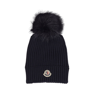 Moncler Kids' Knitted Beanie Navy