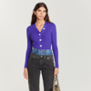 Sandro Gabrielle Ribbed Knit Cardigan In Purple