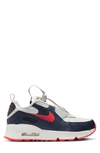 Nike Kids' Air Max 90 Toggle Sneaker In Summit White/bright Crimson/midnight Navy/light Bone