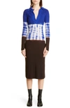 Proenza Schouler White Label Dip Dye Long Sleeve Wool Sweater Dress In Ultramarine/ Chocolate